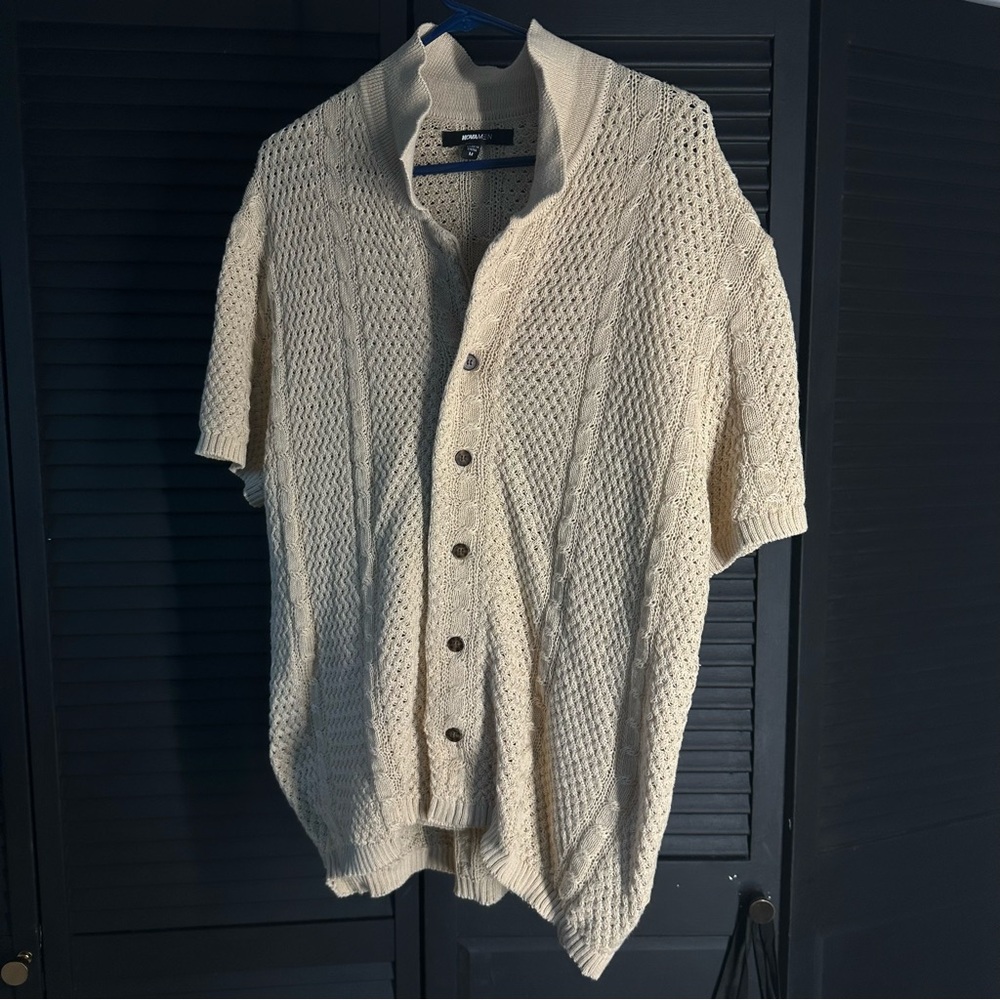 Fashion Nova Cream Knit Men's Shirt
